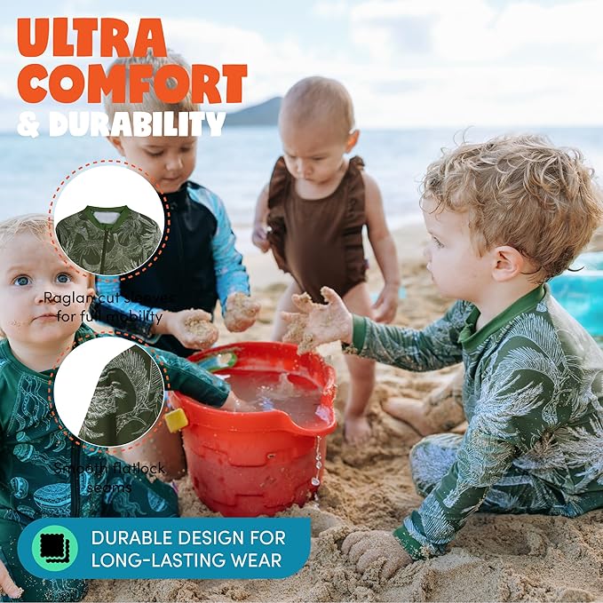 SwimZip Boys' Long-Sleeve UPF 50+ Swimsuit for Baby, Toddler, & Little Boys