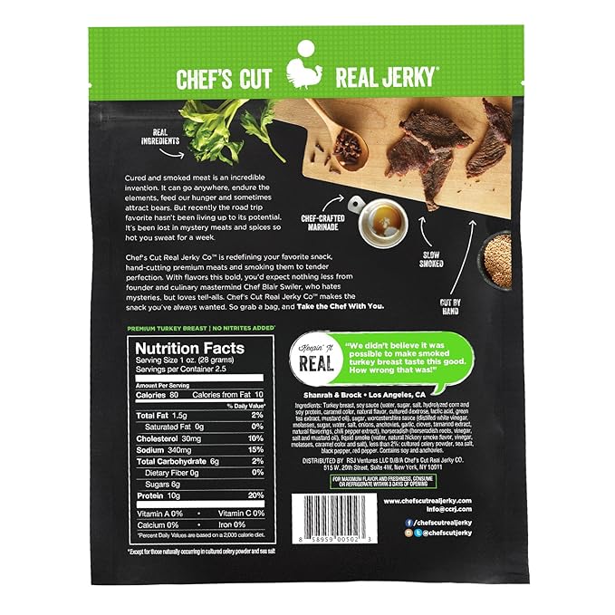 Chef's Cut Real Turkey Jerky, Teriyaki, 2.5 Ounce