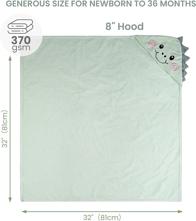 Mooreeke 2 Pack Toddler Towels - 100% Cotton Toddler Hooded Towels - Soft Baby Bath Towel with Hood for Newborn - Comfort Towel for Baby Girls and Boys - Animal Shaped (Dinosaur & Bunny)