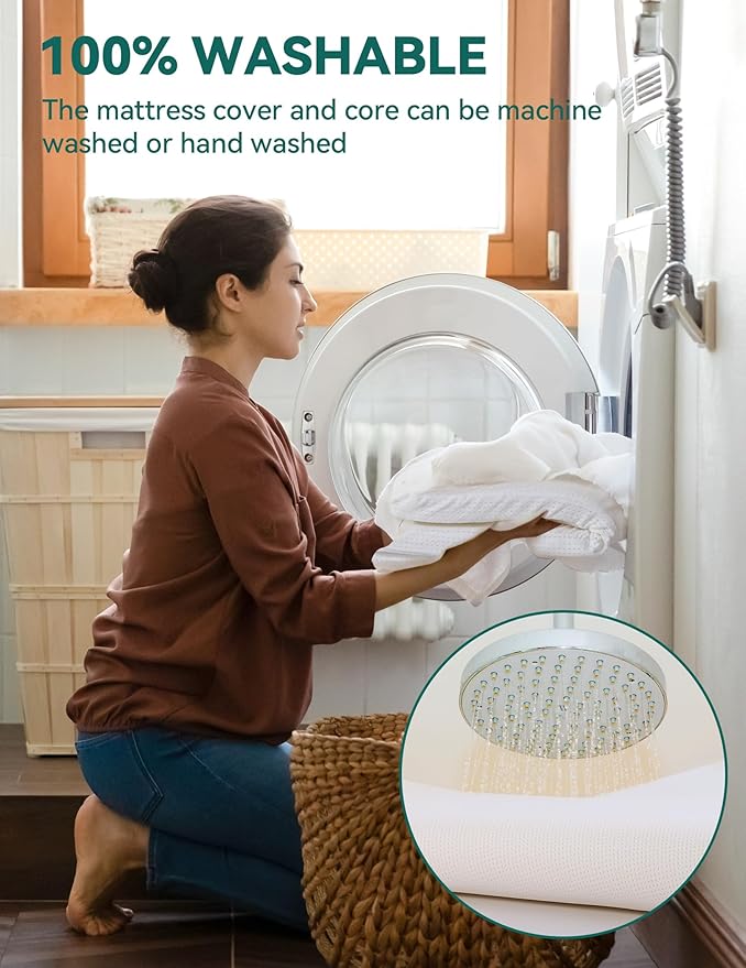 BABELIO Crib Mattress Topper, 100% Machine Washable Breathable Silicone Foam Toddler Mattress Topper Pad, Zipper Cover, 52" x 27" x 1", Fits Standard Size Cribs & Toddler Beds