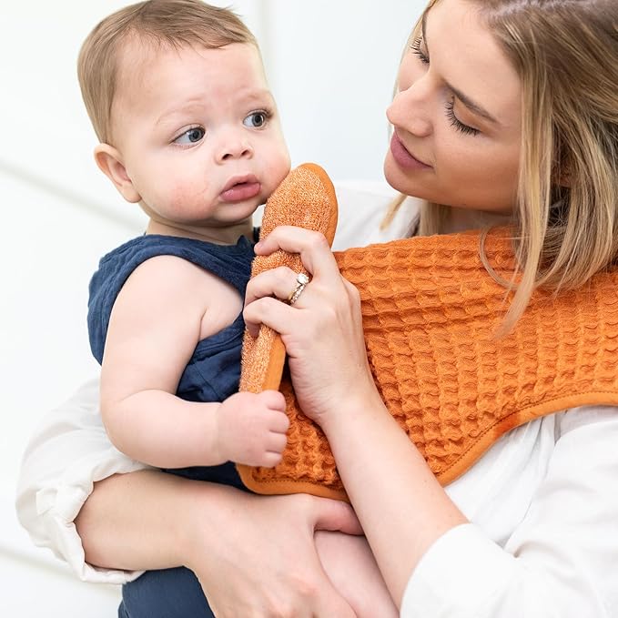 Bella Tunno Baby Bibs and Burp Cloths Set – Reversible Drool Bibs and Soft Absorbent Newborn Burp Cloths, OEKO-TEX Certified (Pumpkin)