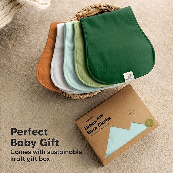 KeaBabies 5-Pack Organic Burp Cloths Baby Girl, Boy - Extra Large, Absorbent Baby Burp Cloths, Soft Burping Cloths for Babies, Newborn Burp Clothes, Cotton Burp Rags,Thick Burp Cloth (Hunter/Quin)