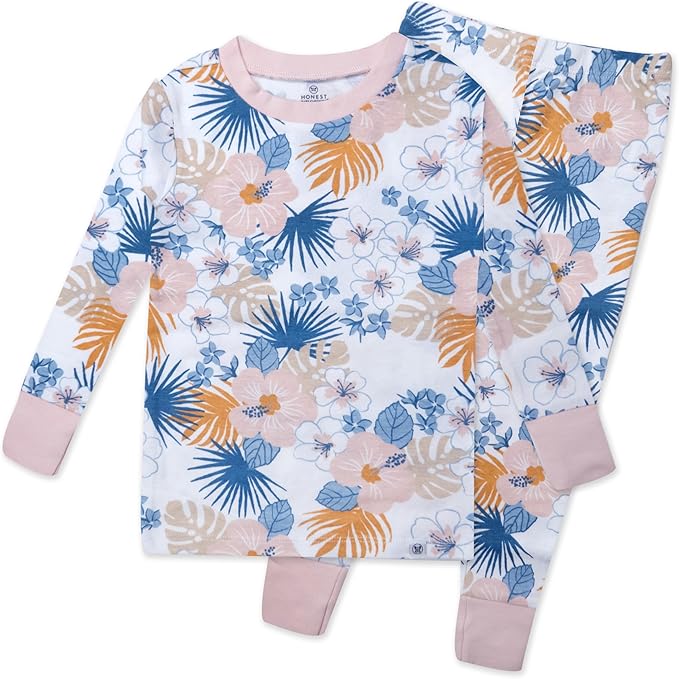 HonestBaby baby-girls 2-piece Pajamas Sleepwear Pjs 100% Organic Cotton for Baby, Toddler, Kids, Girl
