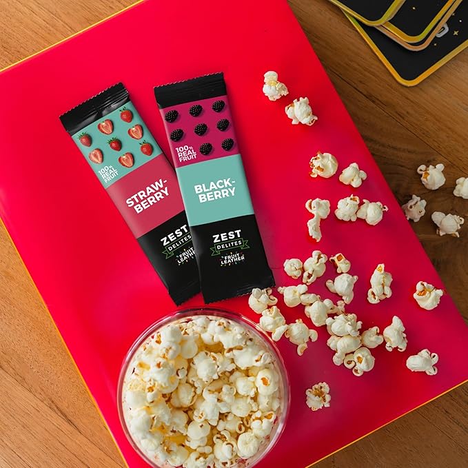 Dried Fruit Bars by Zest Delites, Fruit Leather, Healthy Snacks Pack for Adults & Kids, Lavashak, Vegan, Apple-Based Strips, Blackberry, Strawberry, 0.88 oz x 10