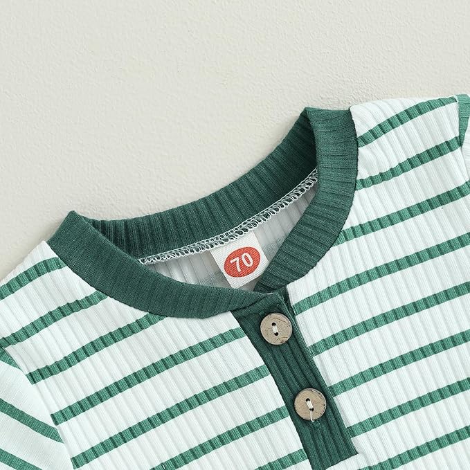 Newborn Baby Boy Girl Clothes Ribbed Knitted Long Sleeve Romper Pants Solid Cotton Infant Fall Winter Outfits 2Pcs