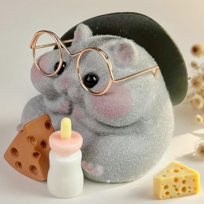 Handmade Taba Squishy Hamster Toy, Cute Squishy Hamster Fidget Toy, Realistic Hamster Toy, Soft Silicone Mochi Furry Toy, Stress Relief Gift for Adults & Kids, Sensory Anxiety Plushie (Gray)