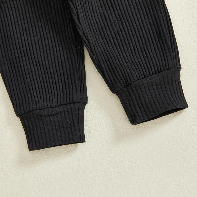 fhutpw Baby Boy Clothes 3 6 12 18 Months Ribbed Knitted Long Sleeve Romper and Pants Sets Newborn Fall Splicing Color Outfits