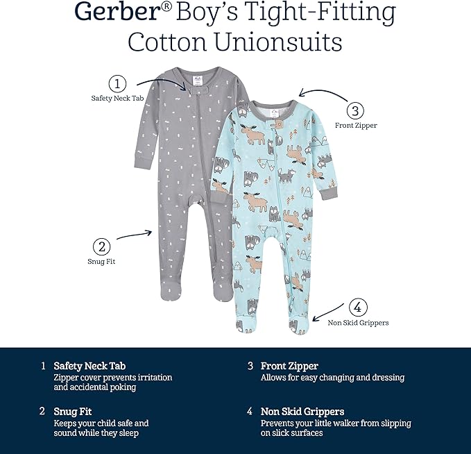 Gerber baby-boys Baby-boys 4-pack Footed Pajamas