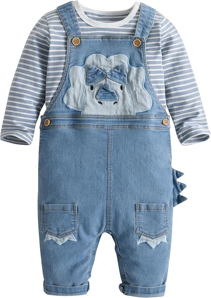 Cute Baby Boy Clothes Suit Toddler Boys' Striped long Sleeve T-Shirt+Denim Overalls Jumpsuit Pants Outfits Sets