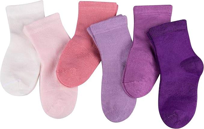 Luna Seamless-Toe Viscose from Bamboo Crew Socks - Soft Eco-Friendly 6-Pack Baby & Toddler Socks
