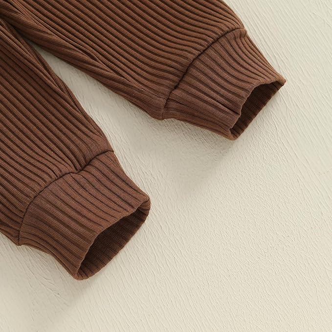 fhutpw Baby Boy Clothes 3 6 12 18 Months Ribbed Knitted Long Sleeve Romper and Pants Sets Newborn Fall Splicing Color Outfits