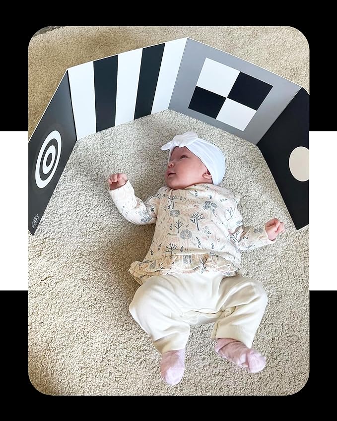 Samuel Sensory Board for Babies - Supersized Black and White Baby Cards for Developmental Newborn Tummy Time Toys - 100cm Newborn Black & White Toys for 0-3 Months & Older - Thick Stand Up Board No. 1
