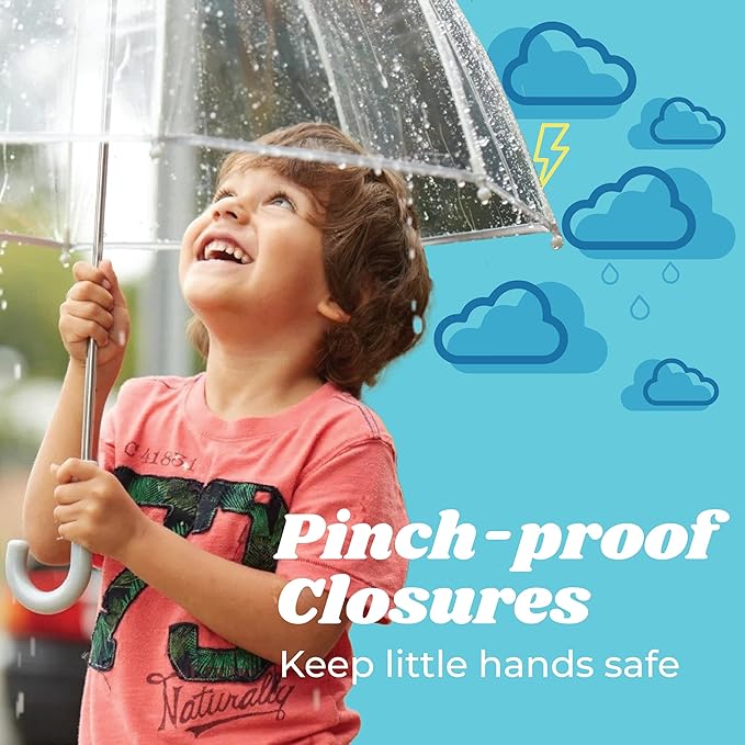 totes Kids Clear Bubble Umbrella with Dome Canopy, Lightweight Design, Wind and Rain Protection Umbrella, Holographic Star, Kids - 38" Canopy