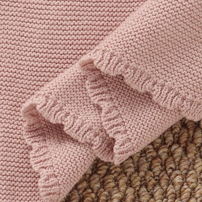 LAWKUL Bunny Lovey Baby Blanket Soft Cuddly Security Blanket Knit Snuggle Comfort for Newborns Toddler Boy Girl Pink 16x16in
