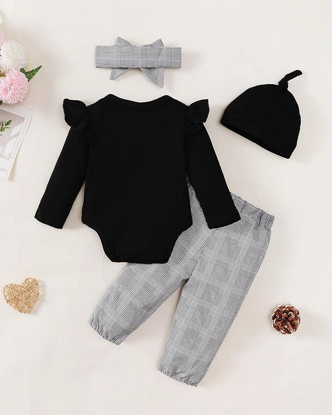 Renotemy Newborn Baby Girl Clothes Outfits Infant Romper Ruffle Floral Pants Cute Toddler Baby Girl Clothes Set