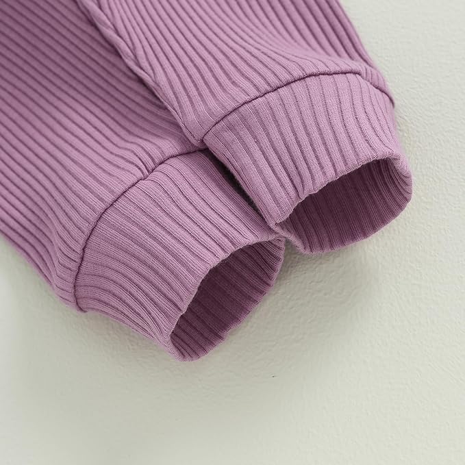 Newborn Baby Boy Girl Clothes Ribbed Knitted Long Sleeve Romper Pants Solid Cotton Infant Fall Winter Outfits 2Pcs