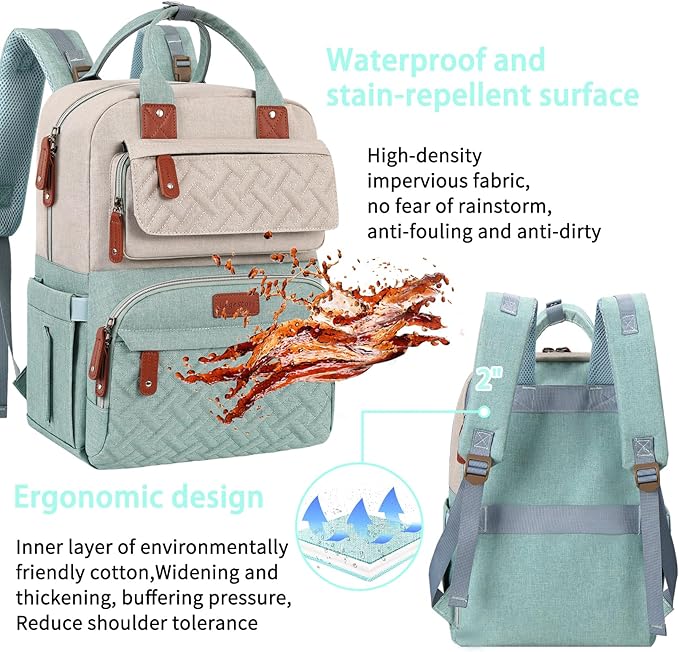 Diaper Bag Backpack, Baby Diaper Bag for Girls Boys, Multipurpose Baby Backpack for Women, Large Baby Essentials Travel Bag with Insulated Pockets and Stroller Straps