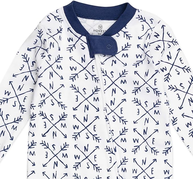 HonestBaby Sleep & Play Footed One-piece Pajama Sleeper 100% Organic Cotton, Baby Boys