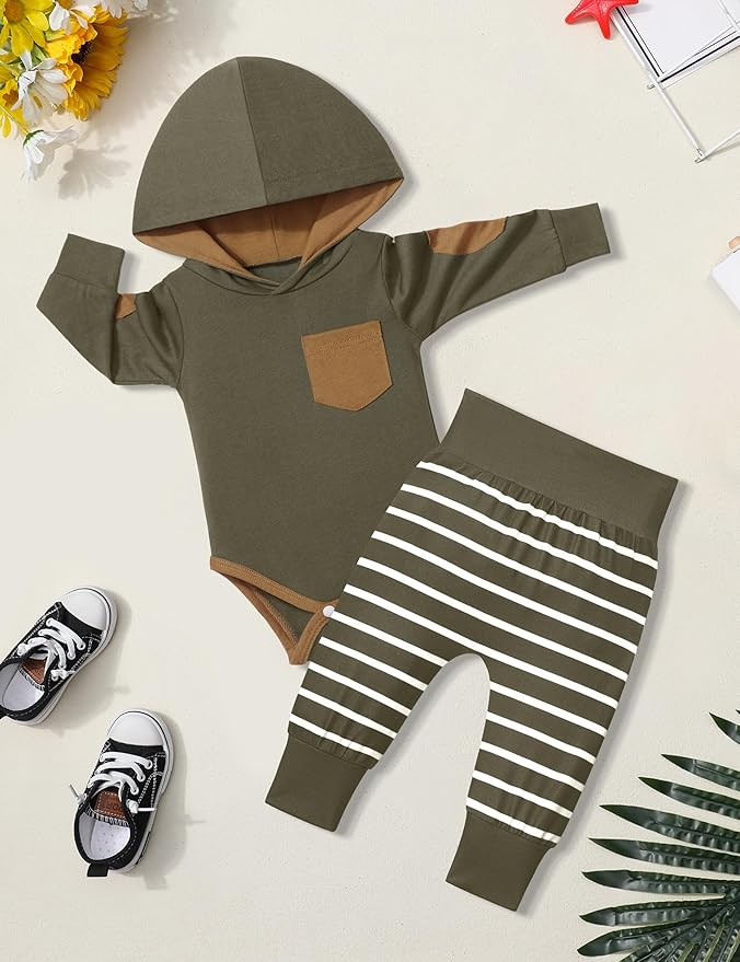 Fommy Newborn Baby Boy Clothes Plaid Letter Print Long Sleeve Hoodies + Long Pants 2PCS Fall Winter Outfits Set