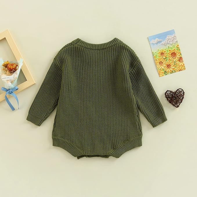 FYBITBO Baby Girl Boy Sweater Knit Oversized Pullover Sweatshirt Romper Onesie Warm Fall Winter Clothes Outfit Newborn
