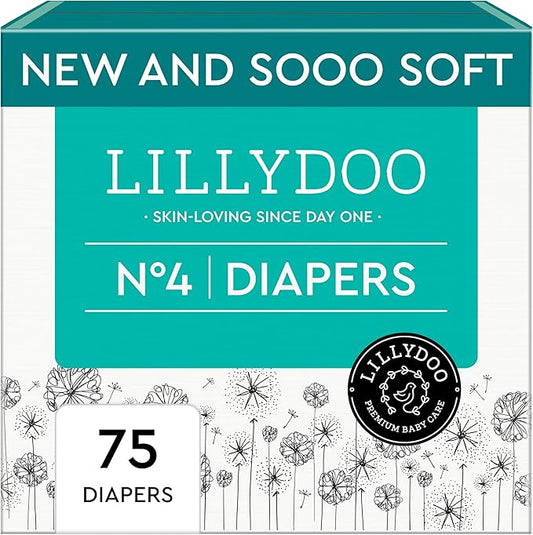 Baby Diapers - Size 4 (20-31 lbs), Half-Monthly Supply (75 Count), Leak Protection, Skin-Friendly, Ultrasoft, Perfume- & Chlorine-Free, Hypoallergenic, Dermatologist Tested, Oeko-TEX®