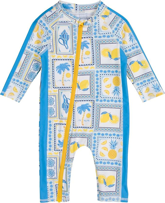 SwimZip Boys' Long-Sleeve UPF 50+ Swimsuit for Baby, Toddler, & Little Boys