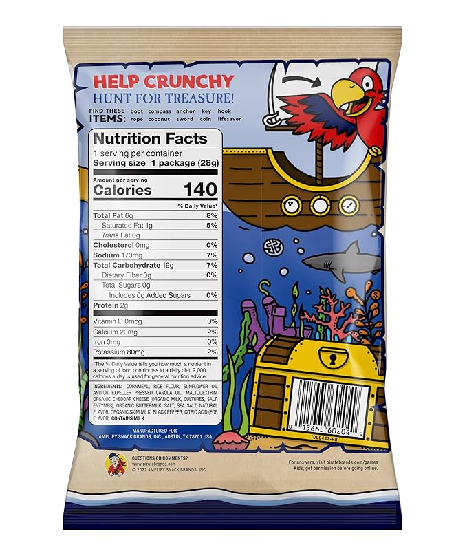 Pirate's Booty Aged White Cheddar Cheese Puffs, Gluten-Free, Kids Snacks, 1oz (30ct)