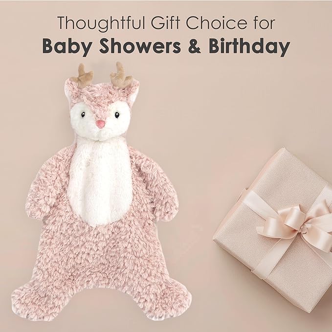 MON AMI Noelle Reindeer Plush Lovey for Babies – 15”, Security Blanket for Newborns, Baby Snuggle Toy
