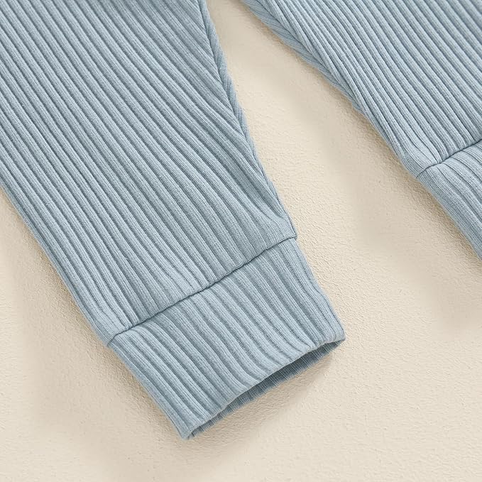 Newborn Baby Boy Girl Clothes Ribbed Knitted Long Sleeve Romper Pants Solid Cotton Infant Fall Winter Outfits 2Pcs