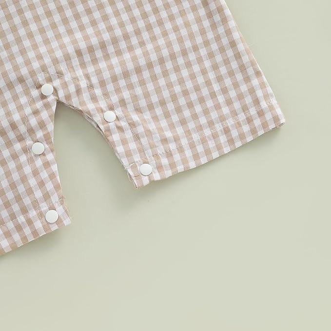 Baby Boy Summer Clothes Sleeveless Retro Plaid Romper Overalls Jumpsuit Shortalls Playsuit Outfits
