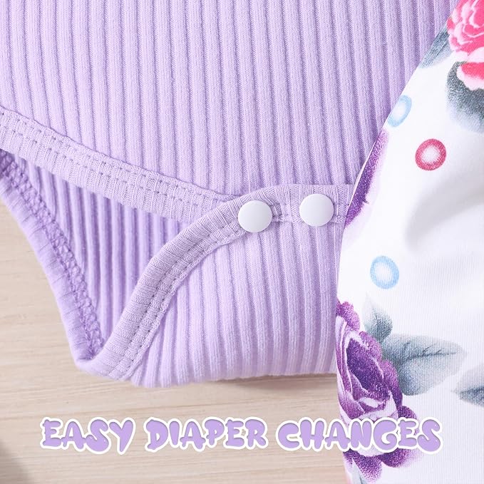 GDTOGRT Baby Girl Clothes Newborn Infant Outfits Ruffle Romper+ Floral Pants + Cute Headband Sets for Girls