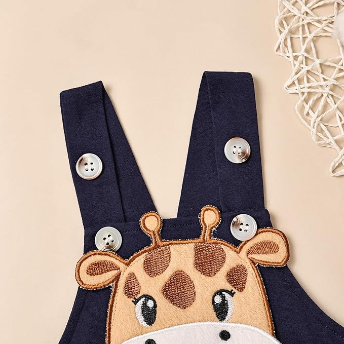 Baby Boy Clothes Newborn Outfits Stripe Romper Infant Cartoon Overall Adjustable Suspender Pants Set 0-18 Months