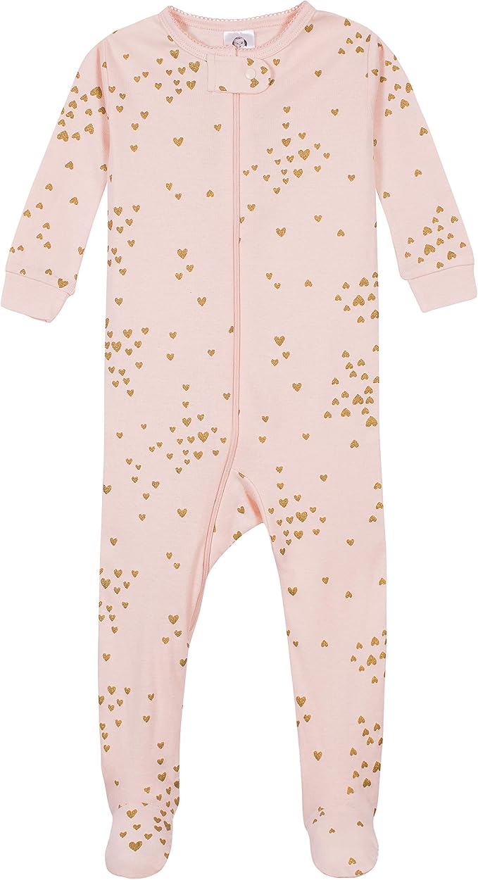 Gerber Baby Girls' 2-Pack Footed Pajamas
