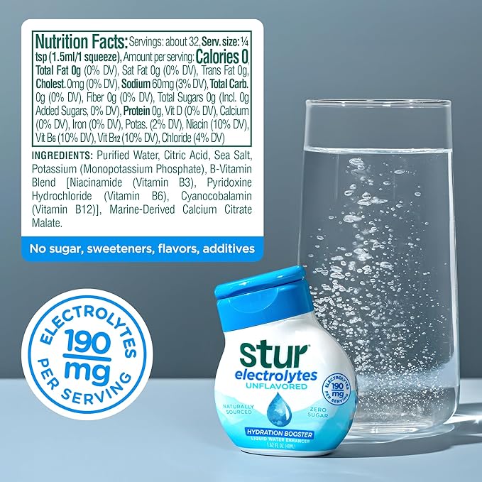 Stur Electrolyte Drops | Trace Minerals for Instant Hydration | No Sugar, No Sweeteners | Zero Calories | Unflavored Liquid Water Enhancer | Vegan & Keto Friendly | 5 Bottles (Makes 160 Drinks)