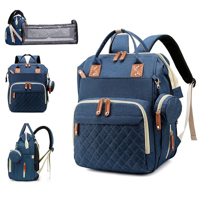 Diaper Bag with Changing Station, Waterproof Baby Bags for Boys & Girls, USB Charging Port for Parents, Must-Have Baby Essentials & Lovely Baby Shower Gifts, Blue