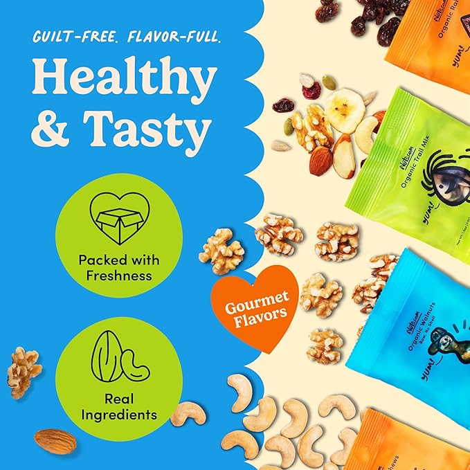 Nuts.com – Organic Dried Fruit and Nuts Variety Box – Gourmet Assortment for Summer and Festive Gifts – Includes Organic Cashews, Almonds, Walnuts, Raisins, and Trail Mix