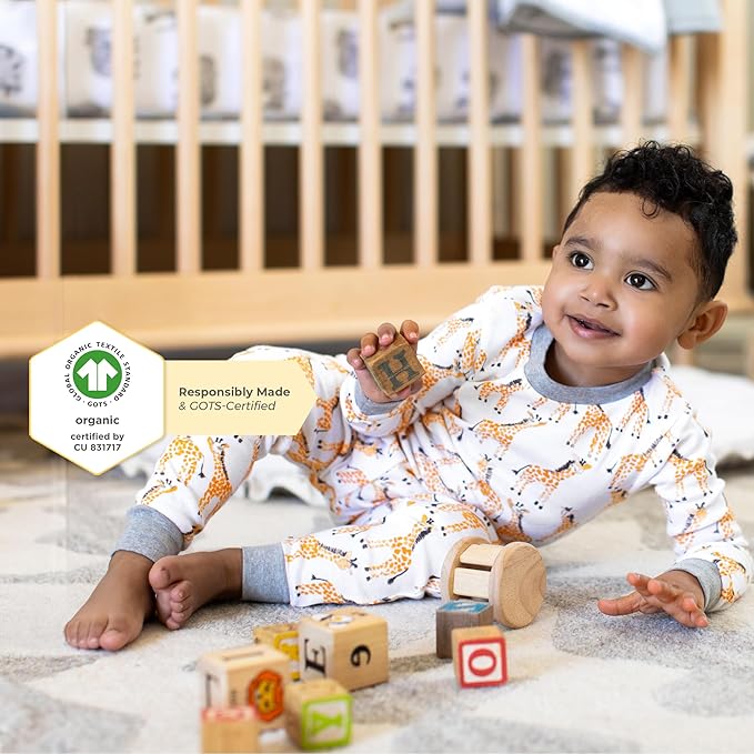 Burt's Bees Baby Boys' 2-Piece Long Sleeve Tee and Pants Organic Cotton Pajama Set