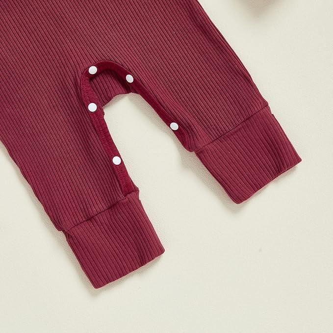 Newborn Baby Girls Rompers Knit Round Neck Long Sleeve Infant Fall Jumpsuits with Headband Coming Home Outfit