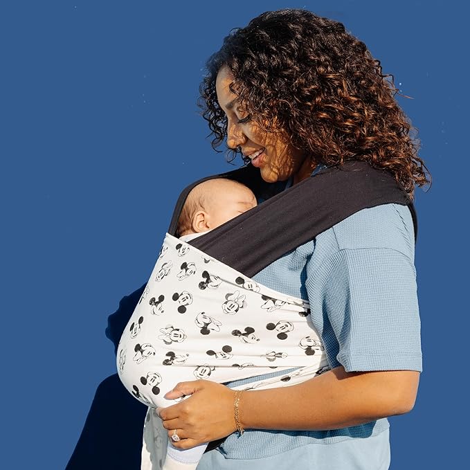 Moby Baby Wrap Carrier Easy-Wrap for Newborns to Toddlers (8-33lbs), Infant Sling Carrier, Lightweight & Hands Free Design, Adjustable for All Body Types (Disney's Mickey Mouse & Minnie Mouse)