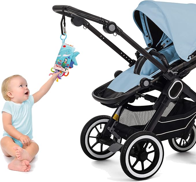 Fish Baby Books 0-6 Months, Newborn Infant Tummy Time Toy High Contrast Sensory Baby Toys 6 to 12 Months Touch Feel Crinkle Books Easter Gifts for Boy Girl 0-3, Shower Gift, Shark