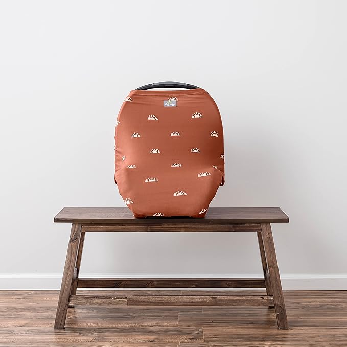 Itzy Ritzy 4-in-1 Nursing Cover, Car Seat Cover, Shopping Cart Cover & Infinity Scarf – Breathable, Multi-Use Nursing Cover Up for Breastfeeding, Carseat Canopy & Stroller Cover (Terracotta Sunrise)