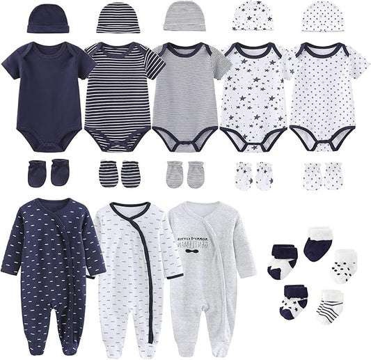 New Born Clothes Cotton Layette Gift Set Unisex Baby Outfit and Accessories Newborn Essentials Must Haves