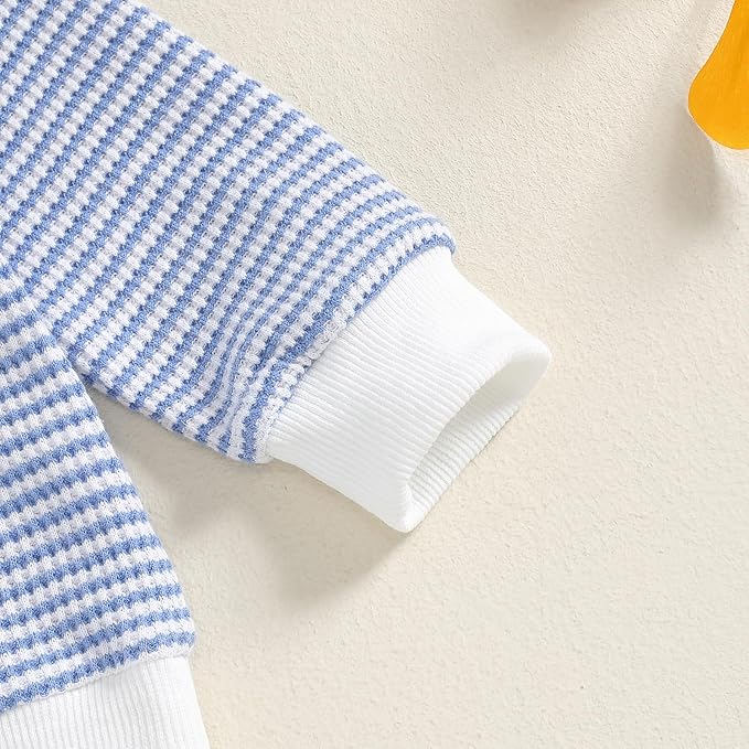 Baby Boy Toddler Fall Outfit Striped Sweatshirt Toddler Boy Winter Waffle Clothes 3 6 12 18 Months 2 3 T Pant Set