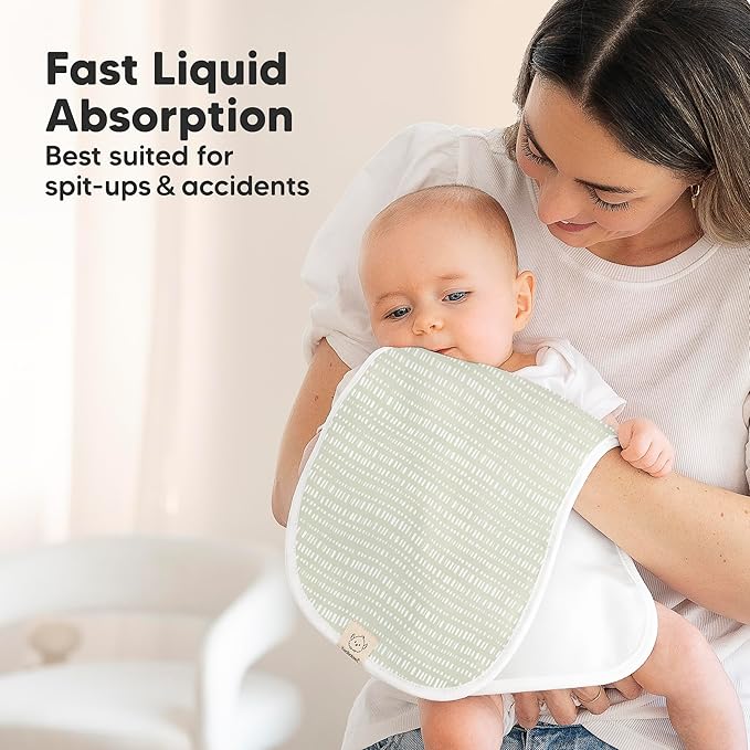 Organic Burp Cloths Baby Boy & Girl - 5-Pack Super Absorbent Cotton Burping Cloths for Babies, Soft & Plush Newborn Spit Up Rags, Infant Towels for Milk Spit Up, Unisex, Large 21" x 10" (Fall Spores)