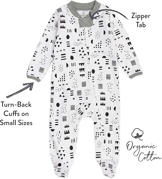 HonestBaby Baby Sleep N' Play One-Piece Zip-Front Footed Organic Cotton Pajama Sleeper