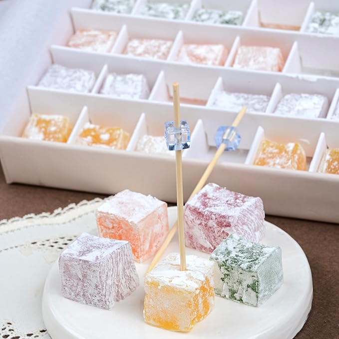 Biteyz Original Turkish Delight, Vegan Candy Gift Box - Assorted Gourmet Fruit Snacks with Lemon, Apple, Orange, Pomegranate, and Raspberry Flavors, 36 Pieces of Luxury Handmade Vegan Treats