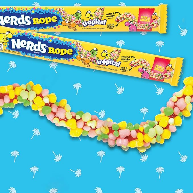 Nerds Rope Candy, Tropical Flavor, 0.92 Ounce Ropes (Pack of 48)