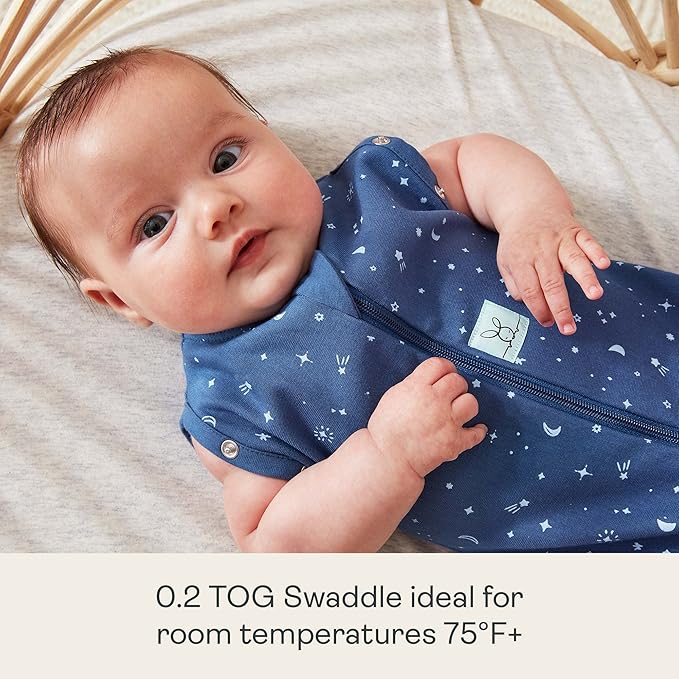 ergoPouch Cocoon Swaddle Sack 0.2 TOG - Baby Sleep Sack, Gentle Snug Fit Helps Calm Startle Reflex, Ideal for Arms In/Out Sleeping, Soft Breathable Fabric for Better Sleep (0 Months, Night Sky)