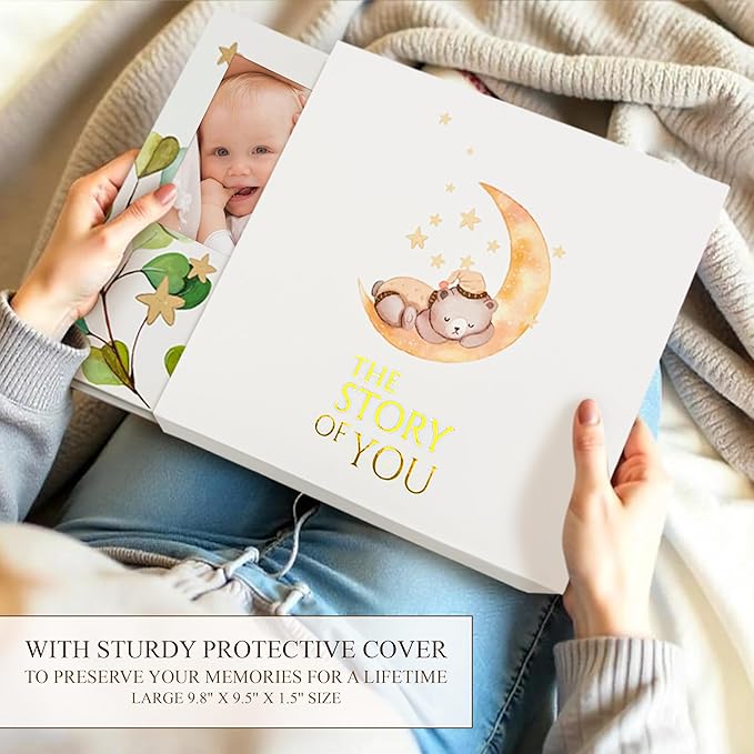 Modern Baby Memory Book Gender Neutral with Ample Photo Space, First 5 Year Journal Baby Book Keepsake with Spacious Pregnancy Section, Scrapbook Baby Photo Albums, Ideal for Baby Shower Gifts