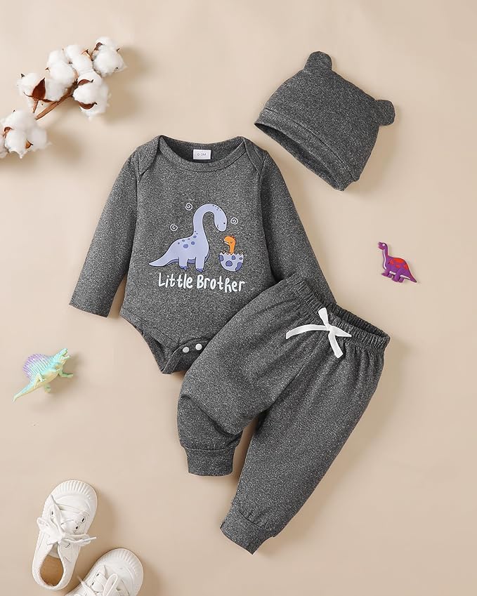 SUNNY PIGGY Baby Boy Clothes Newborn Infant Boys Outfits Romper Hat Pants 3PC Set 0-3 3-6 6-12 12-18 Month Clothing Gift